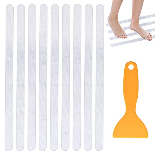 Supkiir Bathtub Non Slip Stickers, 24 PCS Anti Slip Adhesive Shower Treads with Scraper for Bath, Tub, Shower, Pool, Stairs, Ladders, Kitchen, 15’’ - color: White