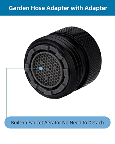 Hibbent Faucet to Garden Hose Adapter Kit, Female to Male Sink Brass Garden Hose Attachment with Washer & Aerator Key, Matte Black - color: Matte Black