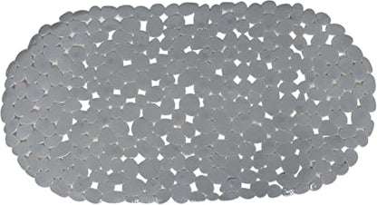 Dependable Industries Inc. Essentials Nonslip PVC Pebble Style Bathmat Shower Bathtub with Suction Cups 27" x 15" Textured for Secure Footing Oval (Gray) - color: Gray