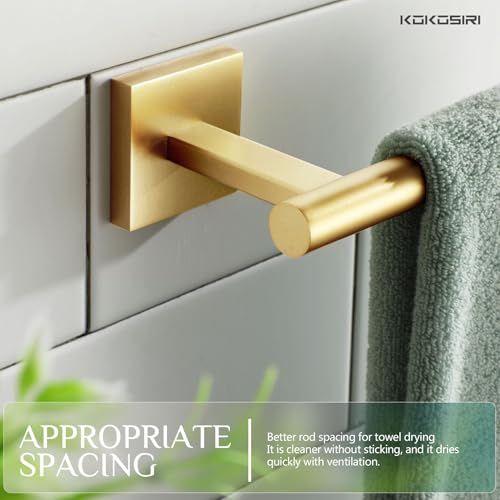 KOKOSIRI Bathroom Towel Bar Gold Hand Towel Holders Wall Mount Toilet Kitchen Cabinet Paper Holder Stainless Steel Bath Accessories, B3008BG - color: Gold, size: 1 Pack