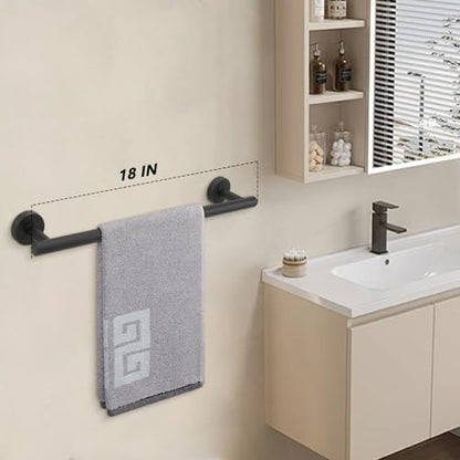 NearMoon Bath Towel Bar, Thicken Stainless Steel Shower Towel Rack Holder Wall Mounted for Bathroom,18-lnch Overall Length-16-lnch Usable Hanging Space (1 Pack, Matte Black) - color: Matte Black, size: 18 Inch