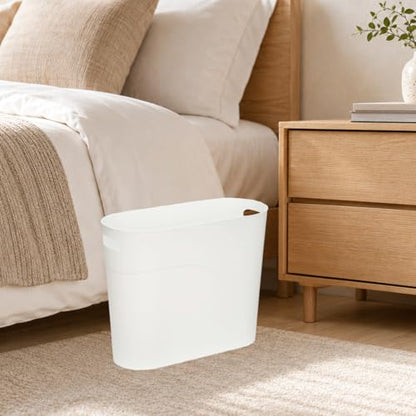 ROYFACC Small Trash Can Plastic Bathroom Wastebasket 3.2 Gallon Slim Garbage Container Bin with Handle for Home Kitchen Bathroom Bedroom Office, 2 Pack (White) - color: White