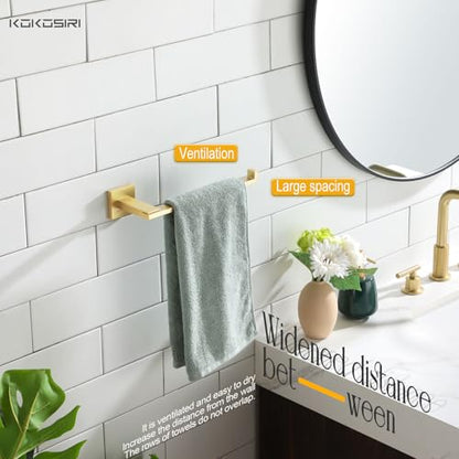 KOKOSIRI Bathroom Towel Bar Wall Mount Hand Towel Holder Hanger for Bathroom Storage and Organization Wall Mount, Brushed Gold Stainless Steel B3006BG - color: Gold