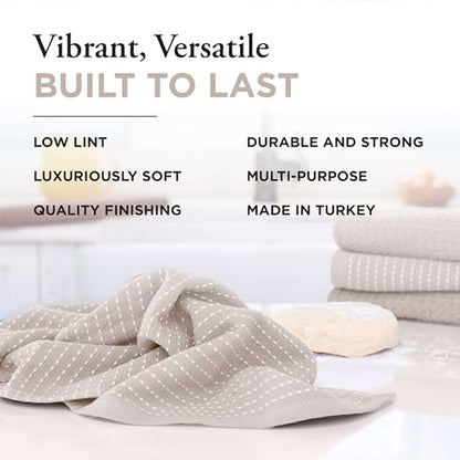 Thyme and Sage 100% Cotton Turkish Kitchen Hand Towel Set, Flax, 8 Pack | Premium Materials, 16"x26", Made in Turkey, Ultra Absorbent, 350 GSM - color: Flax, size: Pack of 8