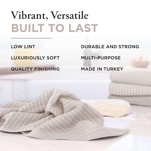 Thyme and Sage 100% Cotton Turkish Kitchen Hand Towel Set, Flax, 4 Pack | Premium Materials, 16"x26", Made in Turkey, Ultra Absorbent, 350 GSM - color: Flax, size: Pack of 4