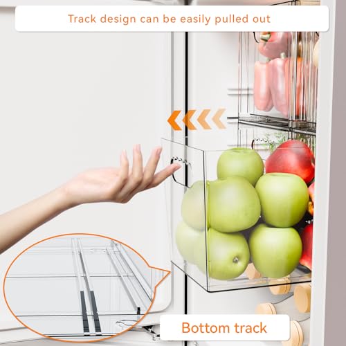4 Pack Large Stackable Storage Drawers,11″Deep Under Cabinet Organizer,Baby Bottle Organizer,Clear Stacking Pull Out Drawer,Acrylic Storage Containers Bins for Organizing Snack,Medicine,Makeup