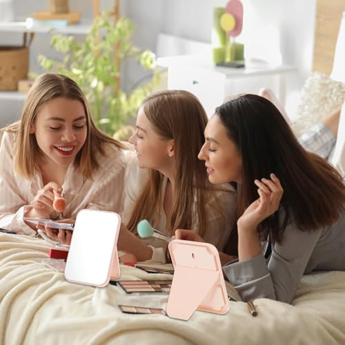 20 Pcs Spa Party Mirrors for Women, Pink Makeup Mirrors with Foldable Stand, Tabletop Vanity Mirrors Bulk, Slumber Birthday Party Favors, Sleepover Accessories, Spa Day Supplies and Gifts