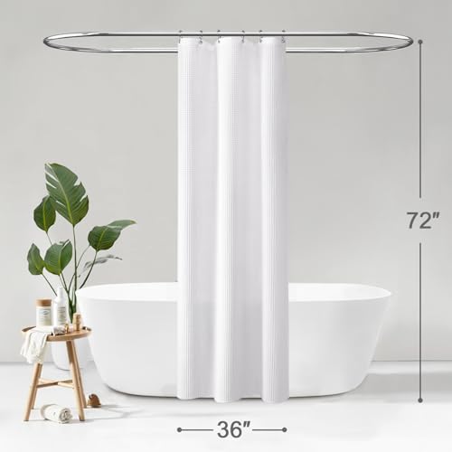 Stall Waffle Weave Shower Curtain Heavyweight Cotton Fabric White 36Wx72L | Soft Cotton Cloth,3D Square Truely Waffle,Washable, Hotel Luxury Spa, Shower Curtains for Narrow Bathroom 12 Plastic Hooks - color: White, size: Small Stall 36"W x 72"L