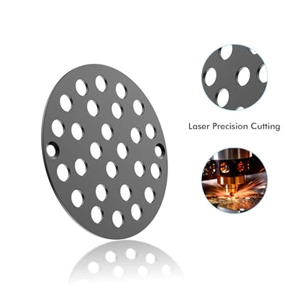 EXF 4 Inch Screw in Round Shower Floor Drain Cover, Stainless Steel Replacement Shower Drain Strainer Hair Catcher Matte Black - color: Black-round