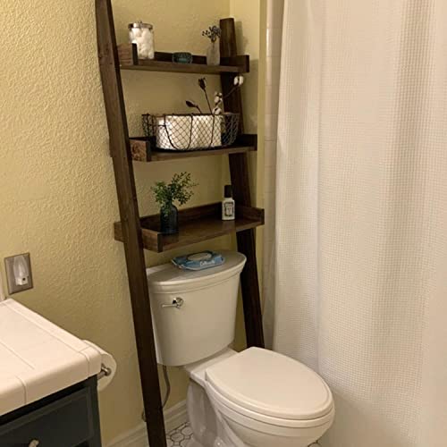 Over-the-Toilet Ladder Shelf - Space-Saving Bathroom Storage Solution (Natural)