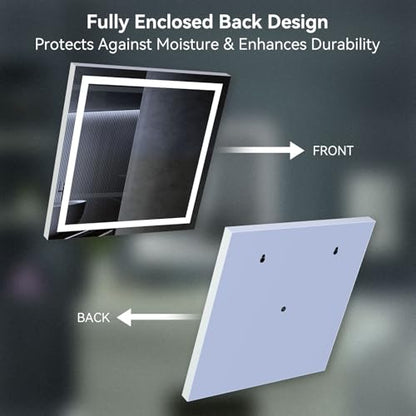 LED Lighted Bathroom Mirror with Anti-Fog, Square Wall Mounted Vanity Mirror with Smart Touch Button, Memory Function, Adjustable Warm White/Natural/Daylight Lights(24x24 inches) - size: 24"L x 24.1"W
