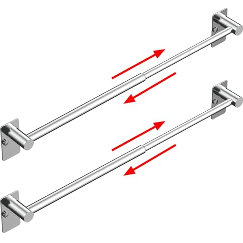 Towel Bar, Adhesive or Drill Wall Mount, Chrome, 2 Pack | Adjustable 14.4 to 25.2 Inch, 304 Stainless Steel Hand Towel Holder, Square Base Towel Racks for Bathroom, Kitchen Use - color: Standard Length–chrome