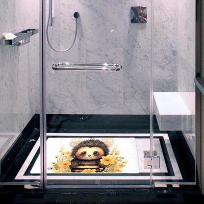 Shower Mat Non-Slip Bathtub Mats with Suction Cups and Drain Holes, Cute Bee Florals Design, Easy to Clean for Bathroom, 26.8x15.1In - color: Multi 3