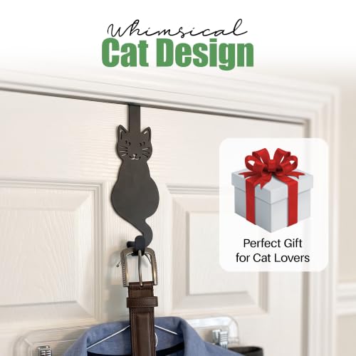 Evelots Over The Door Cat Hooks - 2 Pack - Strong Metal Kitty Decoration - Perfect for Coats, Handbags, Hats, Towels, Wreath Hanger Etc. - Hold up to 20 Pounds - Easy to Install - Rust Free - size: 2 Pack, style: Sitting Cat Design