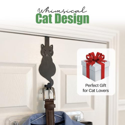 Evelots Over The Door Cat Hooks - 2 Pack - Strong Metal Kitty Decoration - Perfect for Coats, Handbags, Hats, Towels, Wreath Hanger Etc. - Hold up to 20 Pounds - Easy to Install - Rust Free - size: 2 Pack, style: Sitting Cat Design