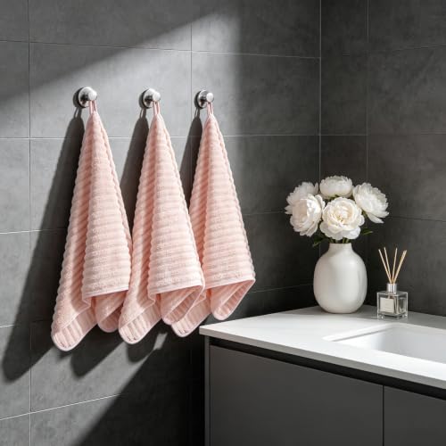 3-Piece Hand Bath Towels 14 X 29.6 Inchs, Quick-Dry Microfiber Washcloths with Hanging Loop, Soft & Absorbent Face Towels for Bathroom Kitchen Gym Travel - color: 3pink