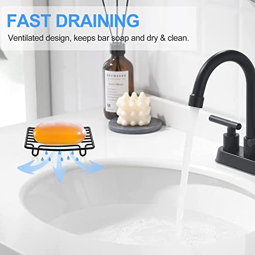 Bar Soap Dish Holder for Shower Bathroom Stainless Steel Rust Proof Self Draining, Black-2 Pack - color: Black-rectangular 2p
