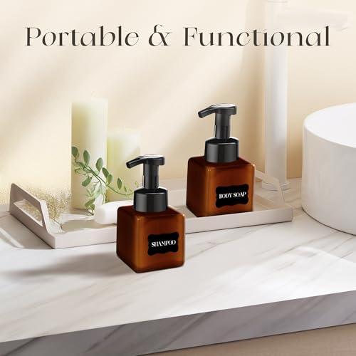 30 PCS 8.5 oz Foaming Soap Dispenser Plastic Foaming Pump Bottle, Refillable Dispenser with Plastic Pump, Empty Hand Bottles for Liquid Soap, Shampoo, Bathroom,Hotel,Restaurant (30, Brown) - color: Brown, size: 30