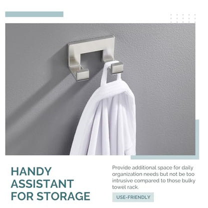 Angle Simple Double Towel Hook, Bathroom Robe Coat Hook, Brushed Nickel | Solid SUS304 Stainless Steel Hand Towel Holder, Modern Home Storage for Kitchen Shower Entryway RV, Screws Wall Mount - color: Brushed Nickel