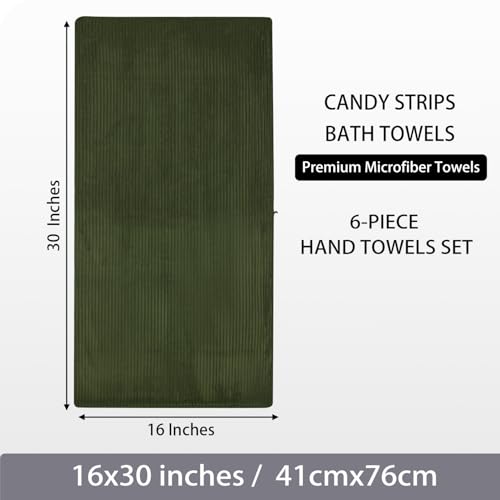 6 Pack Microfiber Hand Towels for Bathroom, 16"x30", Olive Green | Soft Touch, Highly Absorbent, Quick Dry, Lint Free, Hanging Loop, Lightweight Towels for Guest Bath, Gym, Travel & Kitchen - color: Olive Green