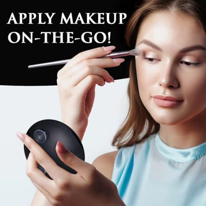 Mega-Powerful 30X Magnifying Makeup Mirror - Stick On, Ultra Portable Travel Cosmetic Mirror for Precise Makeup and Grooming, 6-inch (Black)