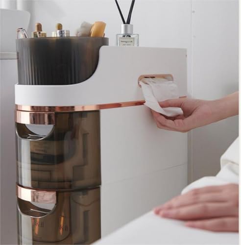 2 Tiers Freestanding Narrow Storage Cabinet with Wheels, Bathroom Floor Cabinet with Large Capacity Mobile Storage Cabinet with Drawers for Bathroom - size: 2-Tier