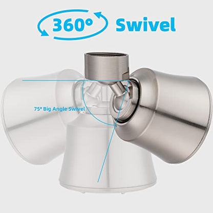 Faucet Aerator 4 Modes, 360° Swivel Faucet Sprayer Head, Brushed Nickel | 55/64" Sink Faucet Head for Bathroom & Kitchen faucets, 2 Large-Angle Rotating Metal Joints, Extra 15/16" Male Adapter - color: Brushed Nickel, style: 2 Swivel Joints