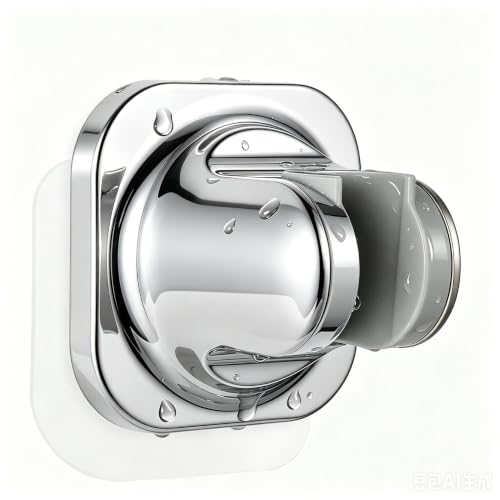 Handheld Shower Head Holder - 5 Positions Adjustable - Slide to Fit - Adhesive Mount with Screw Option, Bathroom Wall Mount Shower Hose Holder (Chrome) - color: Chrome