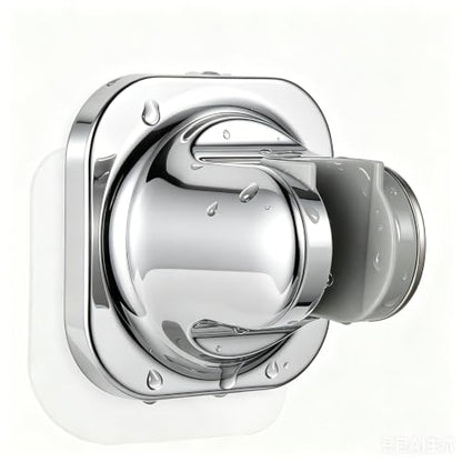 Handheld Shower Head Holder - 5 Positions Adjustable - Slide to Fit - Adhesive Mount with Screw Option, Bathroom Wall Mount Shower Hose Holder (Chrome) - color: Chrome