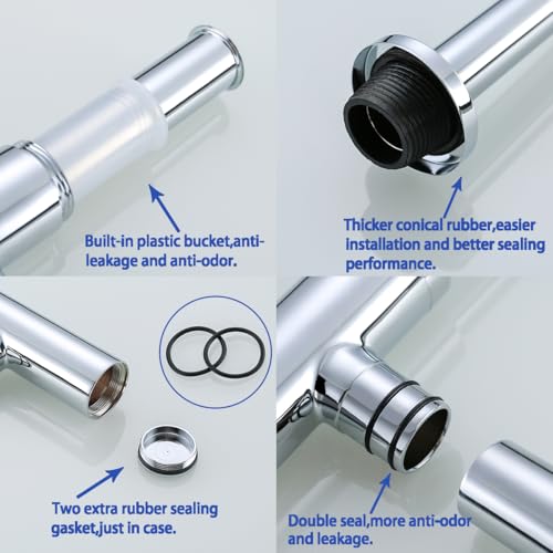 Bathroom Basin Sink Bottle Trap Waste Pipe 1-1/4 inch Slip Inlet Drain Tube Kit,Extra Long Slip Joint Extension Tube Tailpiece for Sink Drain,Smooth Polished Chrome,SW-83088C. - color: T01-Chrome