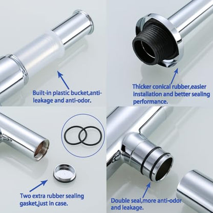 Bathroom Basin Sink Bottle Trap Waste Pipe 1-1/4 inch Slip Inlet Drain Tube Kit,Extra Long Slip Joint Extension Tube Tailpiece for Sink Drain,Smooth Polished Chrome,SW-83088C. - color: T01-Chrome