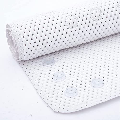 Bathtub Mat Non Slip Ivory 36” X 17” Shower Mat Soft Foam Bath Mats for Bathroom Tub, Bathtub Mat with Drain Holes, Suction Cups, Shower Mat Non Slip - color: White