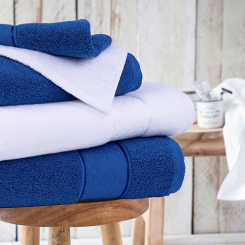 COZYART Bath Towel Set 6 PCS, Royal Blue Luxury 100% Turkish Cotton 650GSM | Soft Absorbent Quick Dry, OEKO‑Tex 100 Cert. Zero Twist Ring Spun Cotton, Plush Fluffy, Breathable Hotel Quality Towels Set - color: Royal Blue