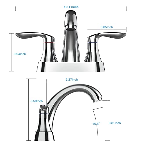 Bathroom Faucet, 4 Inch Bathroom Faucets for Sink 3 Hole, Centerset Bathroom Sink Faucet with Plastic Pop-Up Drain and cUPC Lead-Free Hose(Chrome) - color: Chrome, size: 4 inch 1 pack