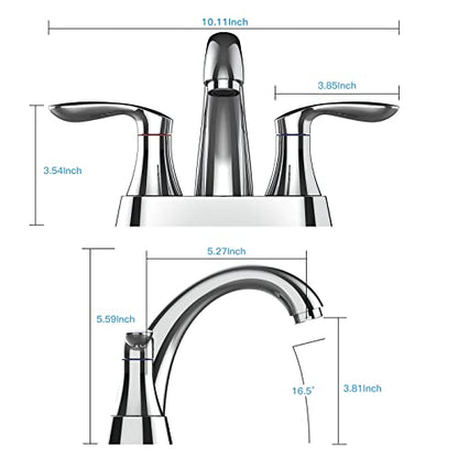Bathroom Faucet, 4 Inch Bathroom Faucets for Sink 3 Hole, Centerset Bathroom Sink Faucet with Plastic Pop-Up Drain and cUPC Lead-Free Hose(Chrome) - color: Chrome, size: 4 inch 1 pack