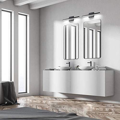 Ralbay 15.7 inch Modern LED Black Vanity Light 12W Frosted Aluminum for Bathroom Vanity Lighting Fixtures Cool White 6000K - color: Black, size: 15.7 inch