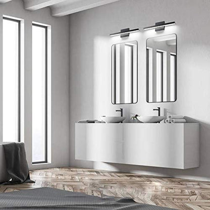 Ralbay 15.7 inch Modern LED Black Vanity Light 12W Frosted Aluminum for Bathroom Vanity Lighting Fixtures Cool White 6000K - color: Black, size: 15.7 inch