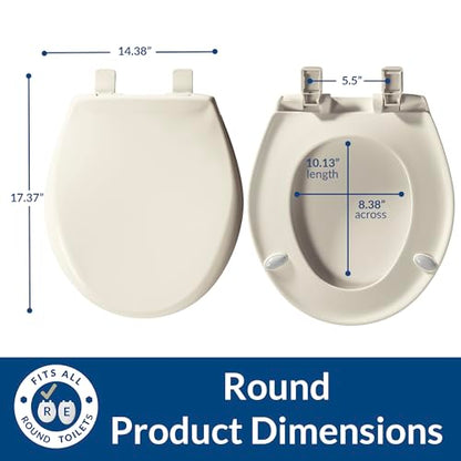 Mayfair Aurora Slow Close Toilet Seat, Easy Clean Hinges and Adjustable Perfect Fit Plastic Seat, Made in USA, Round, Biscuit - size: Round