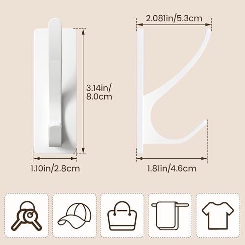 pickpiff White Self-Adhesive Hook, 13LB Hanger for Coat/Towel, 6 Pack - color: White, size: 6 Pack
