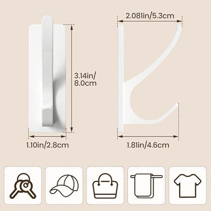 pickpiff White Self-Adhesive Hook, 13LB Hanger for Coat/Towel, 6 Pack - color: White, size: 6 Pack