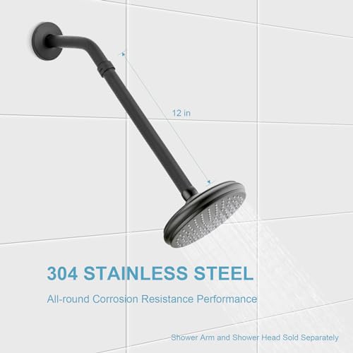 OFFO Shower Head Extension Arm, 12 in Shower Arm Extension Shower Head Extender Made of 304 Stainless Steel Shower Pipe Extension, Matte Black - color: Matte Black, style: 12 in