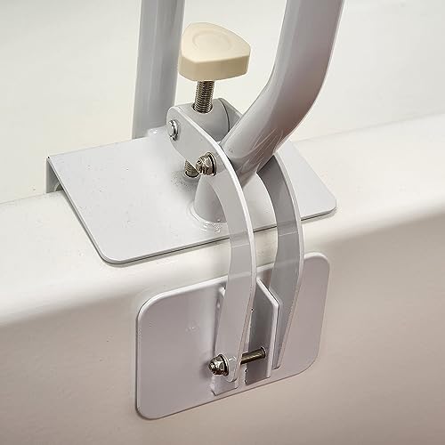 Carex White Bathtub Rail - Grab Bars for Bathroom, Bathtubs & Showers - Side Hand Grip Railing & Support - Shower Handle & Bath Tub Bar Clamps for Seniors & Elderly - style: Modern or Classic