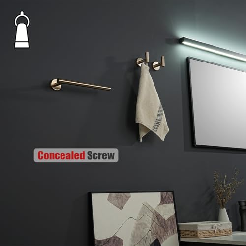 JQK 10 Inch Hand Towel Holder Towel Ring Champagne Bronze, Thicken 0.8mm 304 Stainless Steel Bathroom Hand Towel Bar, 9 Inch Useable Length Wall Mount Towel Rack, THH110L9-CB - color: Champagne Bronze
