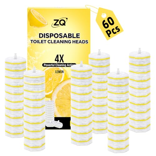 60 Count Toilet Bowl Cleaner Refill Pads for Clorox, Lemon Scent | Disposable Toilet Brush Heads, Toilet Bowl Cleaner, Pre-Loaded Cleaning Formula, Lemon Scent, Bathroom Cleaning Supplies - size: 1 Count (Pack of 60)