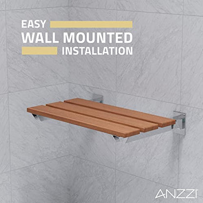 ANZZI Wall Mount Spa Bohemian 18.7 in X 12.4 in Rhino Alloy Certified | Crafted Using Natural Tea Wood, Supports Up To 280 Lbs, Natural Teak Wood, Weight Capacity, Dimensions 18 - size: 18.7'' Inches