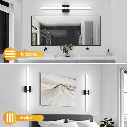 Modern Black Vanity Light Bar 32 Inch, 24W 5CCT Dimmable Bathroom Light Fixtures LED Wall Lighting Fixture - color: Black, size: 32 inch