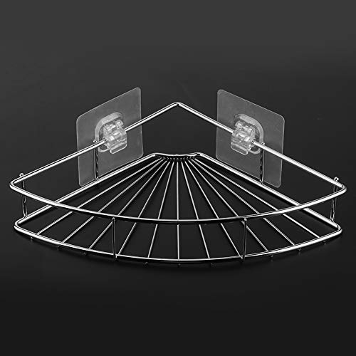 Yctze Corner Shower Shelf, Punch Free Stainless Steel Bathroom Storage Shelf, Cosmetic Organizer Rack Floating Wall with Adhesive for Kitchen Dormitory