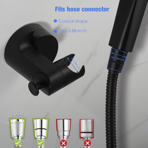 Hand held Showerhead Holder Wall Mounted - Wide Anlge Adustable - Bathroom Suction Cup Shower Hose Holder (Matte Black) - color: Matte Black