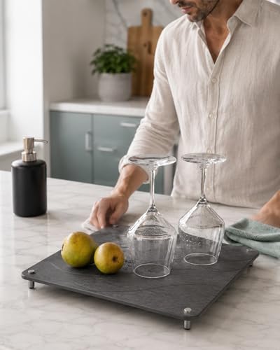 Stone Dish Drying Mat,Quick Dry Diatomaceous Earth Mat. | Non-Toxic,BPA-Free,Eco-Friendly,(2 Psc Set) - size: 2 pcs set