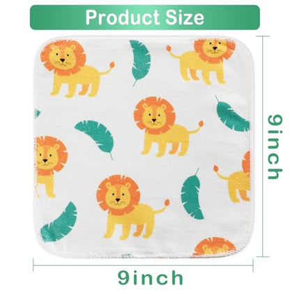 Baby Washcloths, 24Pack Baby Wash Cloths Extra Soft & Ultra Absorbent, Baby Towels and Washcloths Face Towels for Unisex Boys Girls Body, Washclothes Gentle on Sensitive Skin, 9x9 Lion - color: Lion